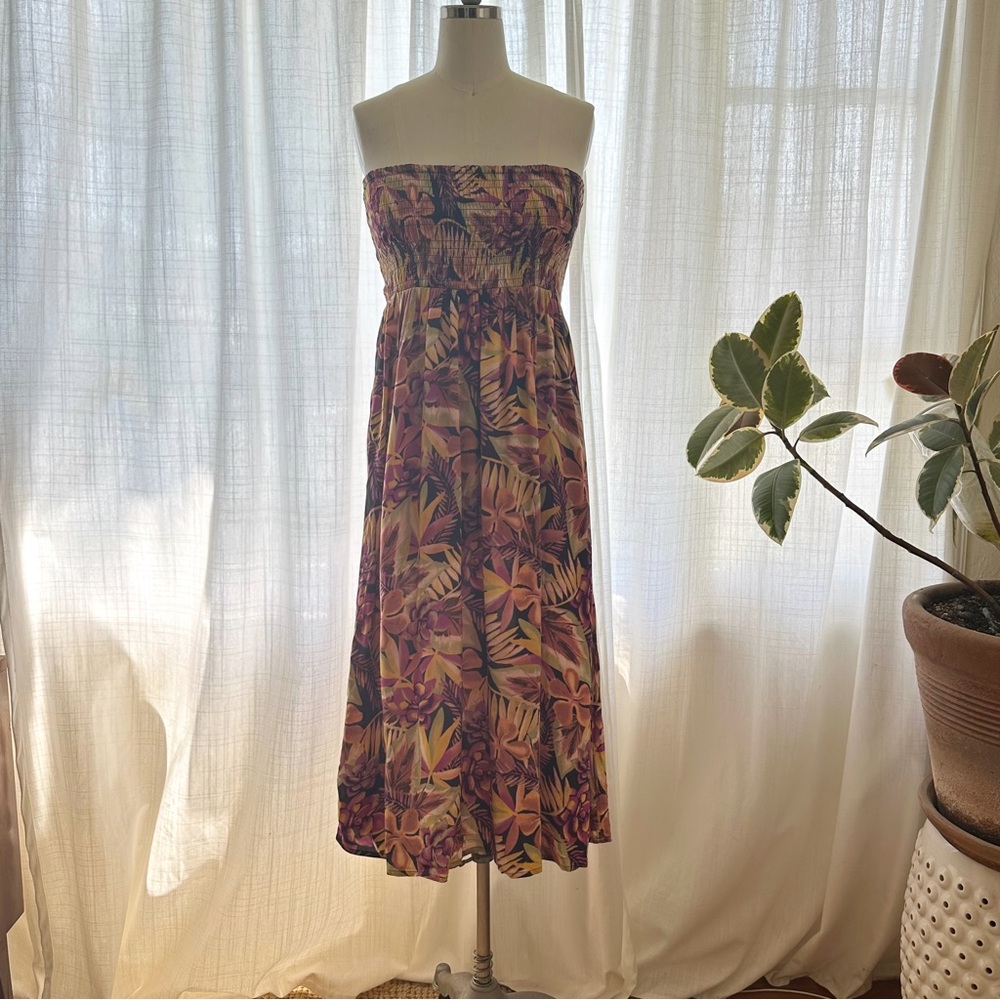 NW/OT RESORT retro tropical print midi